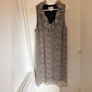 Vintage Mary McFadden Dress (floral black and white) great layering piece!